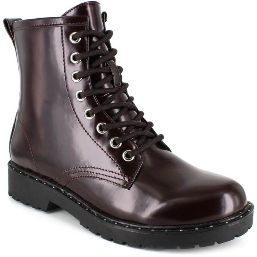 Esprit Dark Bordeaux Beauty Combat Boots Size 6 NWT